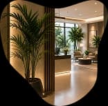 Tall palms lining a corridor