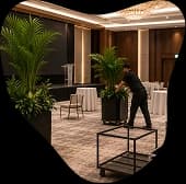 The De Planta team clearing plants from an event hall
