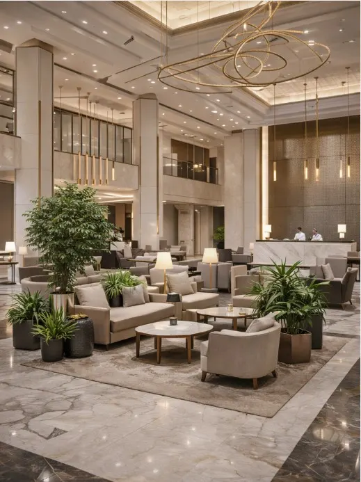 Reception luxury starts with details — Hotel lobby after